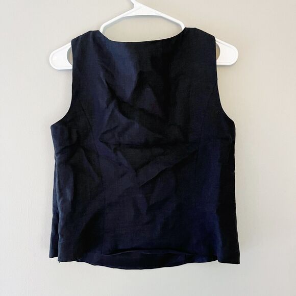 Sarah Spencer Womens Black Blouse & Pants Set  100% Linen Sz 8 Wide Leg Minimal - Picture 4 of 11